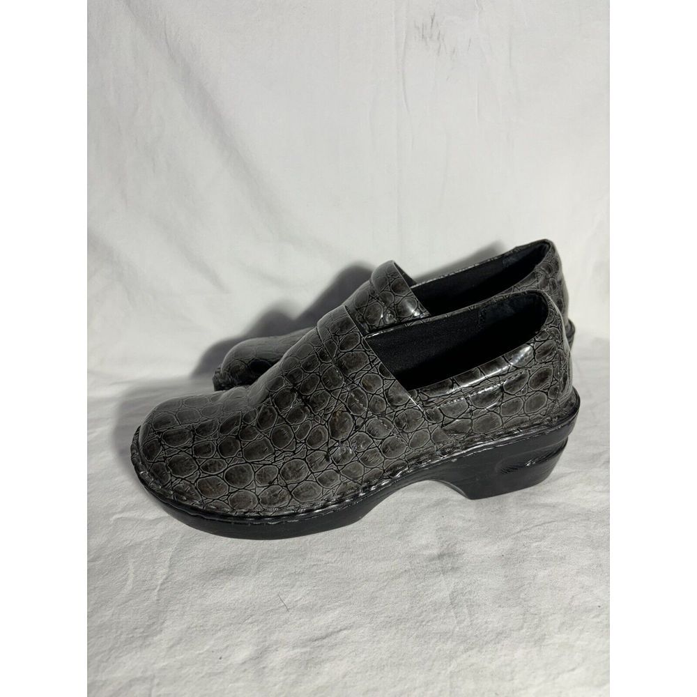 BOC Peggy Brown Croc Embossed Casual Comfort Clogs Size 9 H18